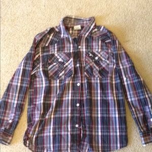 American Hawk size 14 plaid button down shirt
